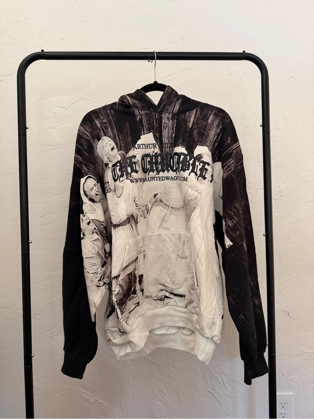Online Ceramics Haunted Wagon “The Crucible” Black & White Graphic Hoodie